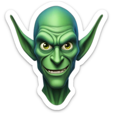 Long nose, green Goblin with blue eyes sticker