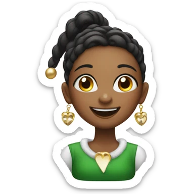 smiling girls with earrings during xmas sticker