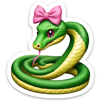 A snakwith a pink bow on her head sticker