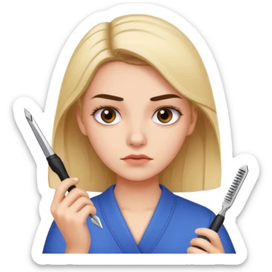 girl holdinng eyebrow razor sticker