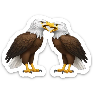 two eagles giving their back to each other sticker
