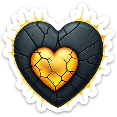 Make a black heart with cracks in it. Make the cracks filled with gold sticker