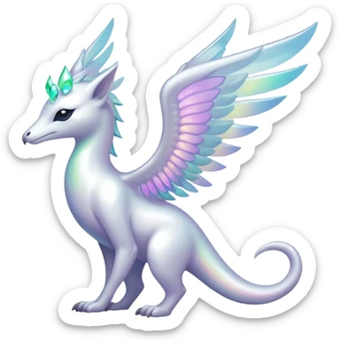 A bright whiteish iridescent divine legendary spiritual ethereal beautiful Fakémon-creature sticker