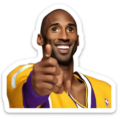 Kobe Bryant points his finger up in warning looking in camera sticker