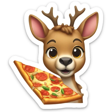 A deer eating a pizza slice sticker