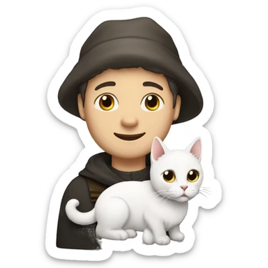 À sheperd german with a White cat with a Little of black color sticker