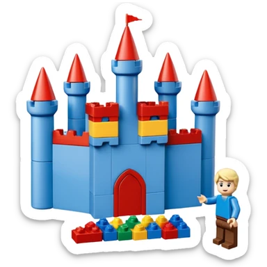 boy playing with legos full body sticker