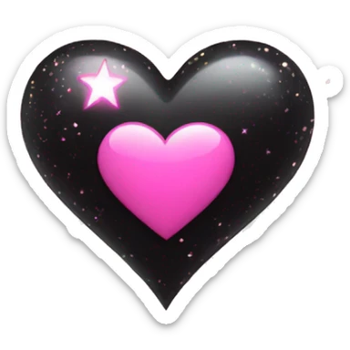 black heart with sparkles around it like the apple ios pink heart sticker