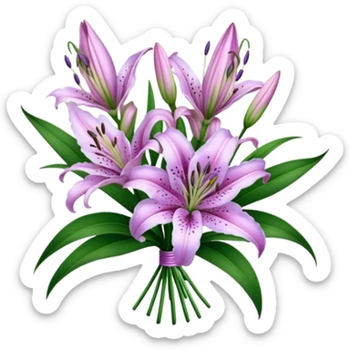 bouquet Lavender Oriental Lily, luxuriant, leaf, bud sticker