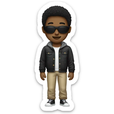 Teenager with casual clothes and black mask sticker