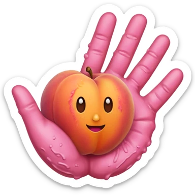 Peach with hand print sticker