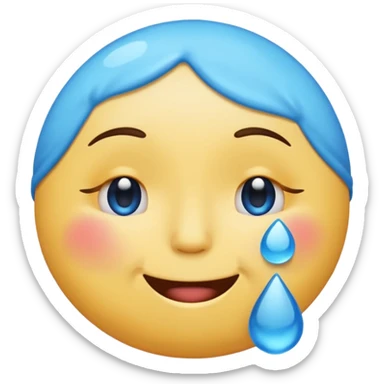 Pleading Face emoji, smiling with closed eyes and two large blue tears—iOS style. sticker