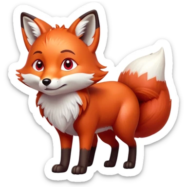 cinematic-noble [fox]-realistic-full-body-standing on all fours-emoji,-tail-tucked-close,-head-tilted-dramatically,-fox-[red]-fur,-simplified-yet-realistic-focused-features,-highly-detailed,-glowing-with-an-almost-sarcastic-glow  expressive eyes sticker