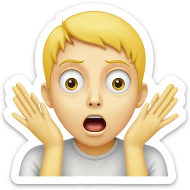 yellow face with wide eyes and mouth open in a shocked 'aahh' expression, hands on cheeks sticker