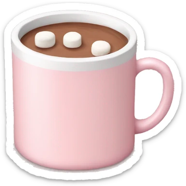 Light Pink mug of hot chocolate with marshmallows  sticker