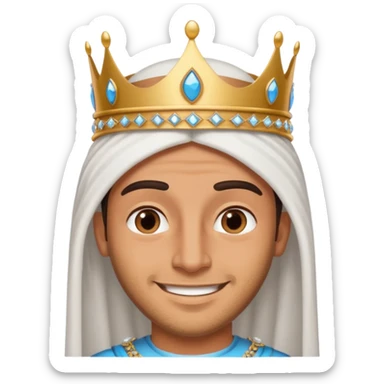smiling middle eastern guy with a tiara sticker