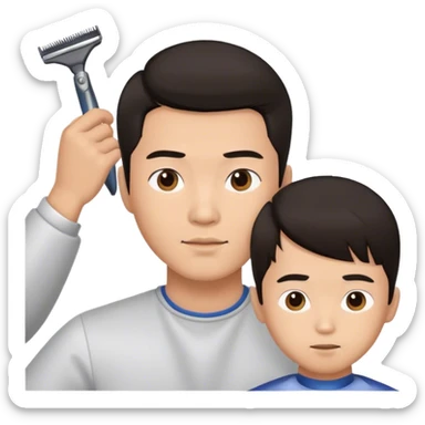 asian man having hair cut sticker
