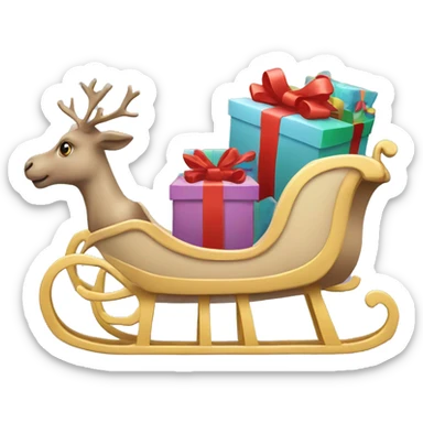 beige sleigh with gifts sticker