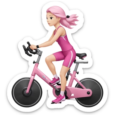 Bicycles Ergonomic bicycle of gym: seated white woman with hair in pink clothes  sticker
