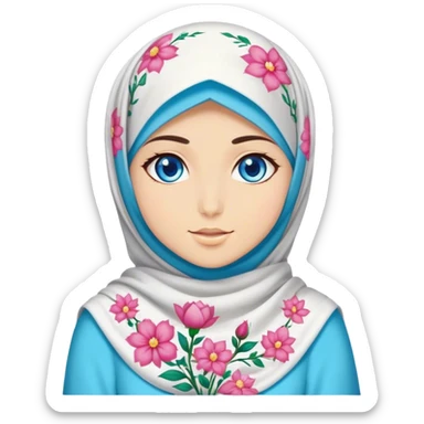 Turkish beautiful finish Konya girl blue eyes with hijab and blooming dress sticker