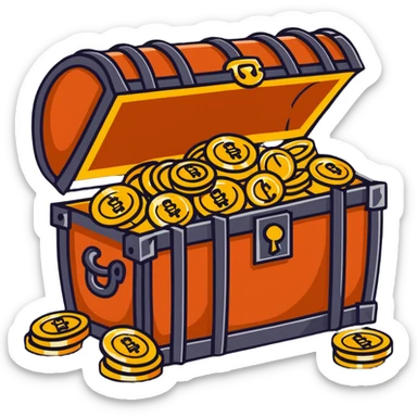 pirate treasure chest with gold coins sticker