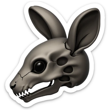 Tête de lapin squelette noire de profil avec des G à la place des yeux  sticker