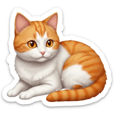 full body tiny short hair ginger and white cat with orange eyes lying down sticker