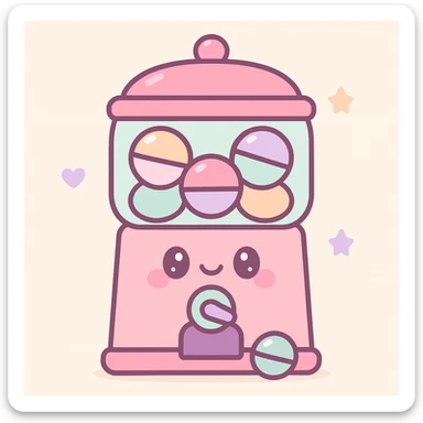 cute and colorful gachapon machine, toy capsule style sticker