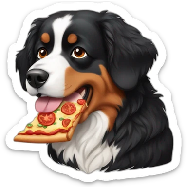 Bernese mountain dog eating pizza sticker