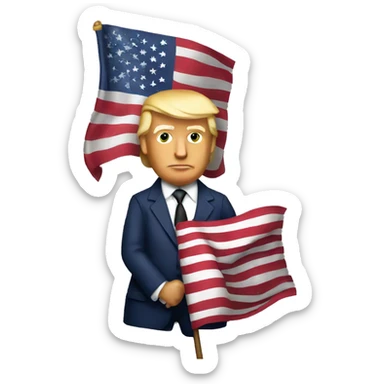 Donald trump holding an American flag sticker