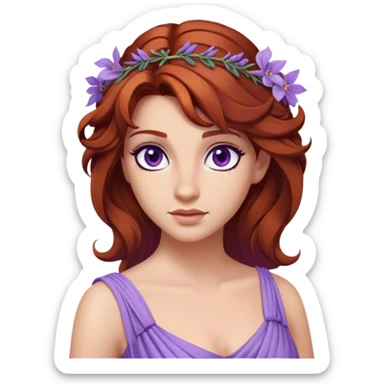 In Disney’s Hercules (1997), Megara is a witty and independent woman with auburn hair, purple eyes, and a lavender Grecian-style dress sticker