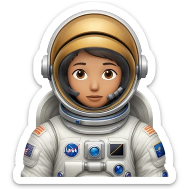 Cinematic Realistic Astronaut with concealed face– A highly detailed depiction of an astronaut in a state-of-the-art space suit, floating weightlessly in the vast expanse of space. The reflective visor hides the face so we do not see the astronauts face, while intricate suit details and soft lighting create an immersive sense of realism. sticker