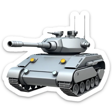 futuristic military tank 2025, playful and approachable, smooth lines, apple style emoji sticker