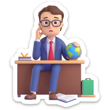 exhausted teacher in a bustling classroom sticker
