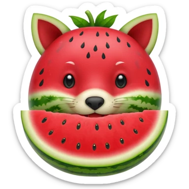 animal eating watermelon sticker