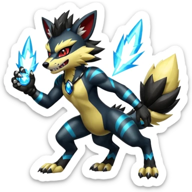 Shiny furry cool Zeraora-Obstagoon-fusion sticker