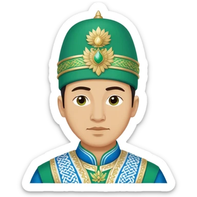 uzbek man with green and blue national outfit without hat sticker