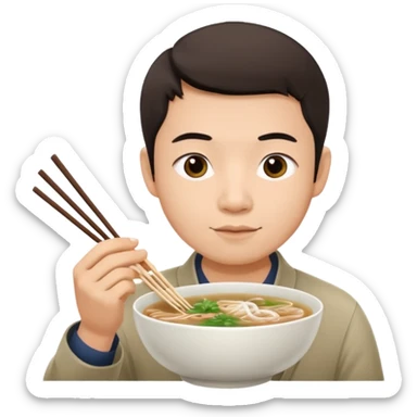 can you generate me a avatar of a male eating a bowl of pho? sticker