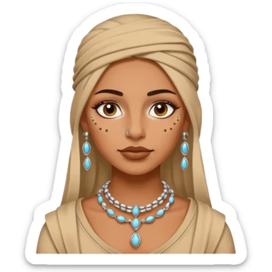 desert woman outfit with piercings just face  sticker