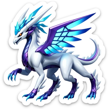 Colorful Futuristic Modern Epic Legendary Shiny Cyber-Suicune-Dialga-Reshiram-Creature, (full body) sticker