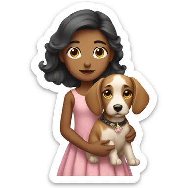 girl with dog in dress sticker