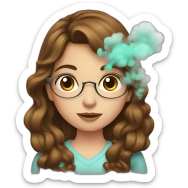 a girl with brown hair and a bow using a vape sticker