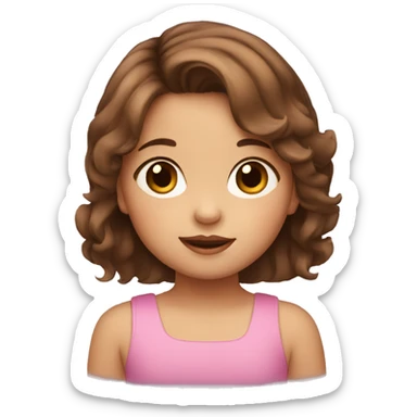 toddler girl with brown hair sticker