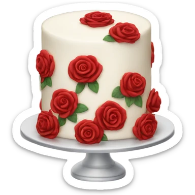 White cake with red roses sticker
