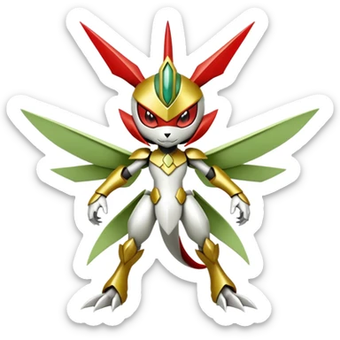 Cute Cool Edgy Shiny Ethereal Legendary Kartana-Digimon-Scizor-hybrid full body sticker
