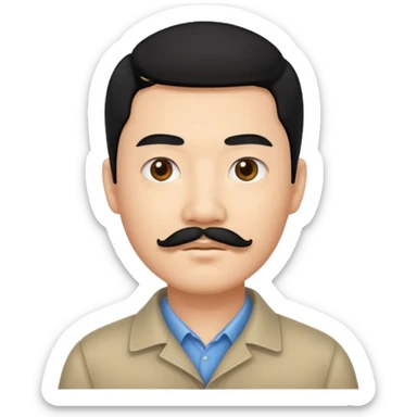 chinese guy w,th black hair and mustache sticker