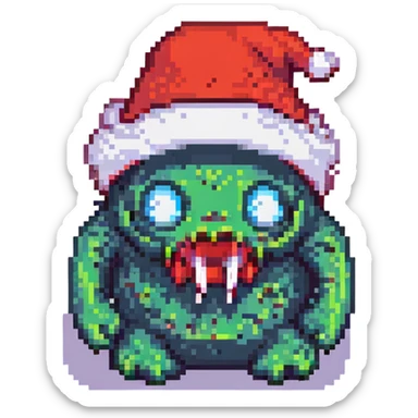 Add a red hat that says 'MAGA' in white letters to the slime monster, keep pixel art style, with no background. sticker