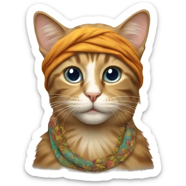 hippie cat sticker
