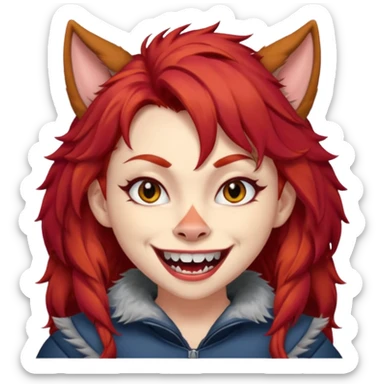 Werewolf red hair girl with a smile sticker