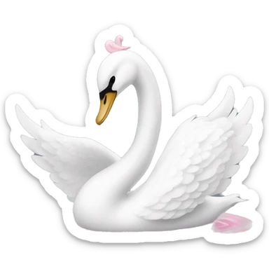 White and pink swan  sticker